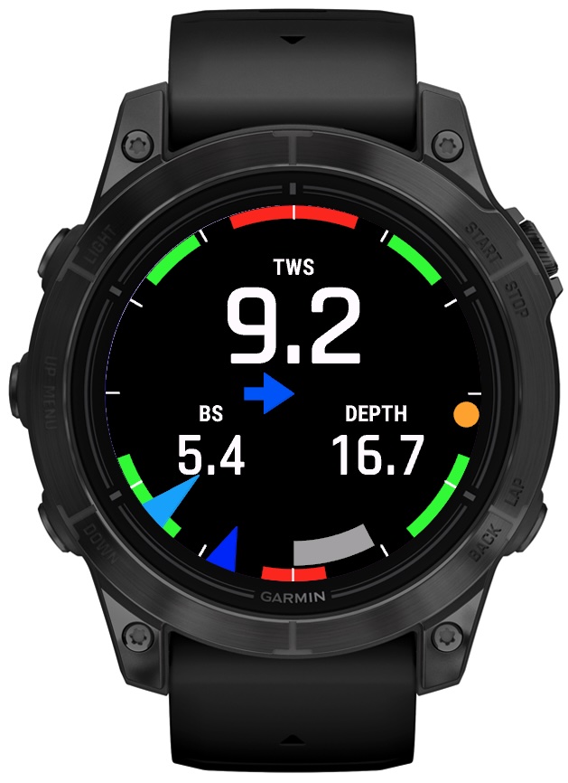 SailorData 3-field watch screen layout