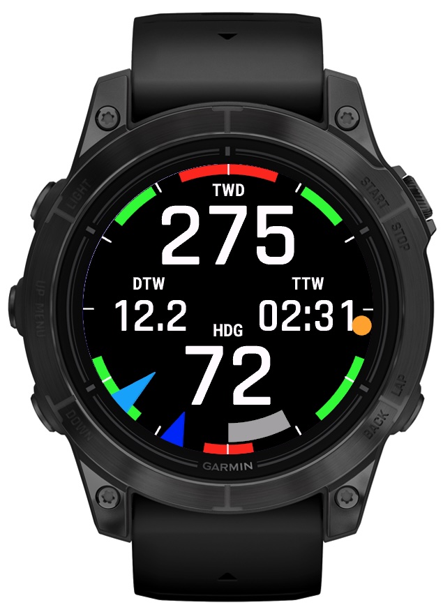 SailorData 4-field cross watch screen layout