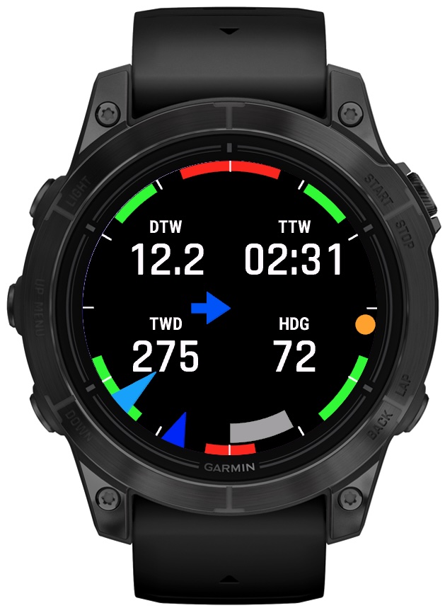SailorData 4-field grid watch screen layout