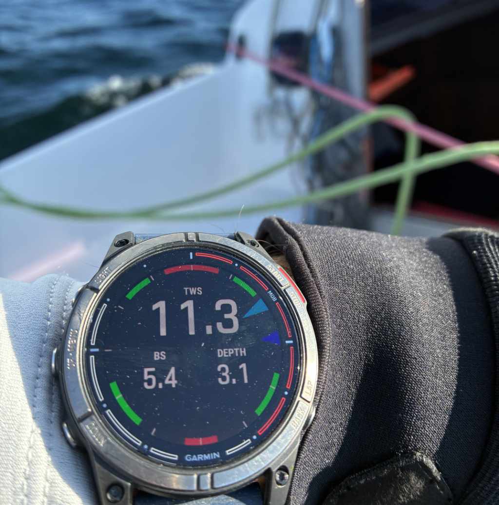 SailorData smartwatch app in action on the water